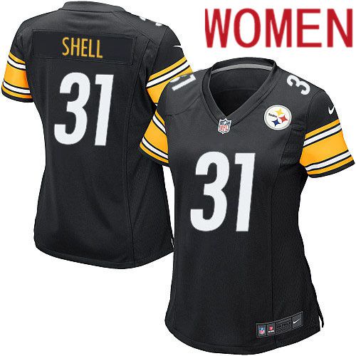 Women Pittsburgh Steelers #31 Donnie Shell Nike Black Game Player NFL Jersey->women nfl jersey->Women Jersey